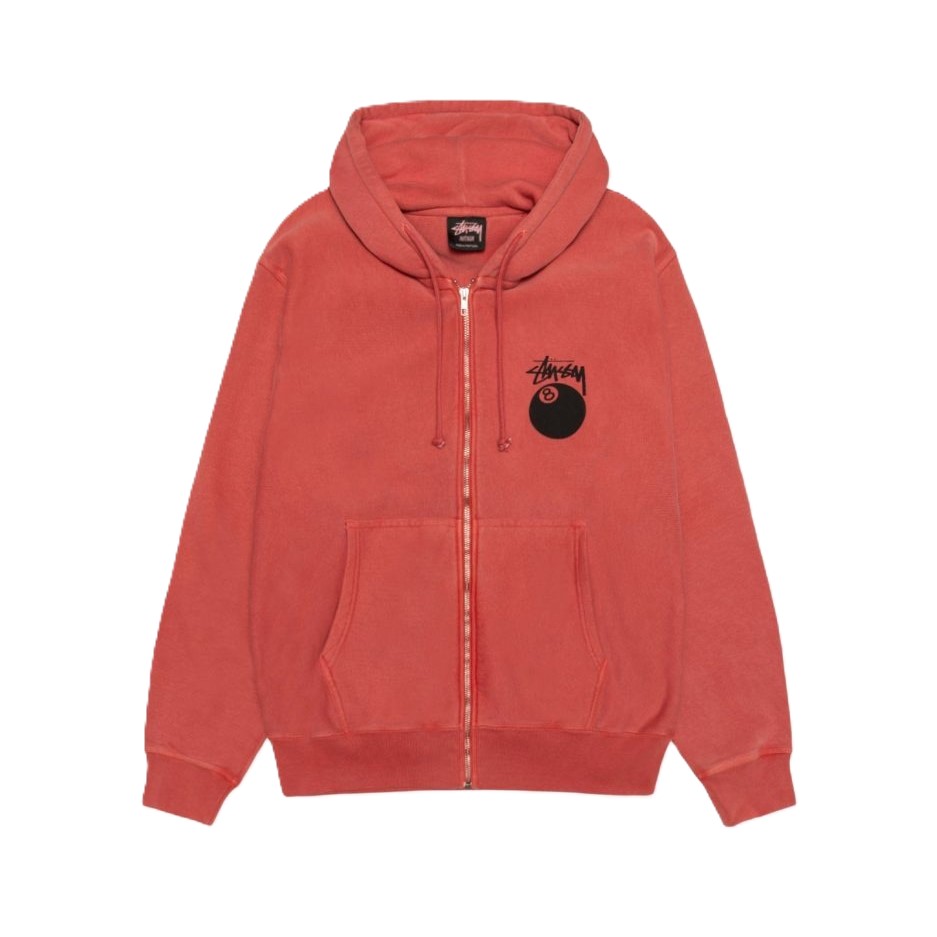 Stuessy-8-Ball-Zip-Hoodie-Pigment-Dyed-in-guava